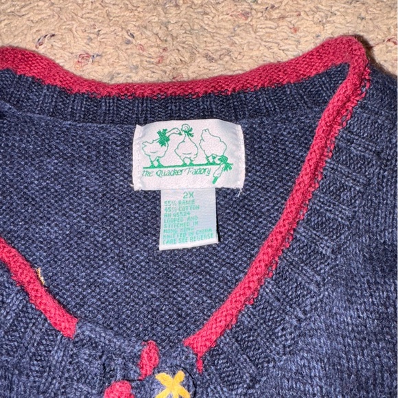 Vintage “Quacker Factory” Navy Christmas Knit Vest - Size 2X​ - Picture 3 of 5